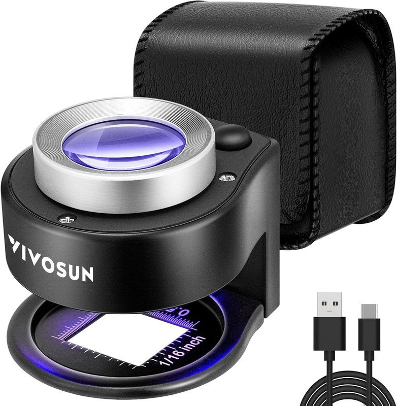 VIVOSUN 30X Rechargeable Loupe Magnifier with LED Light and UV Light